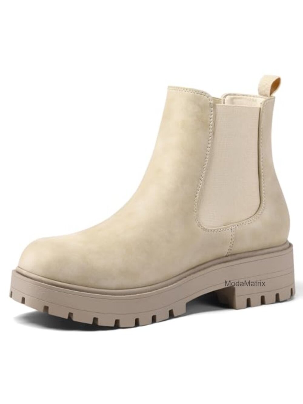 Women's Chelsea Ankle Boots Low Heel Slip On Elastic PU Booties